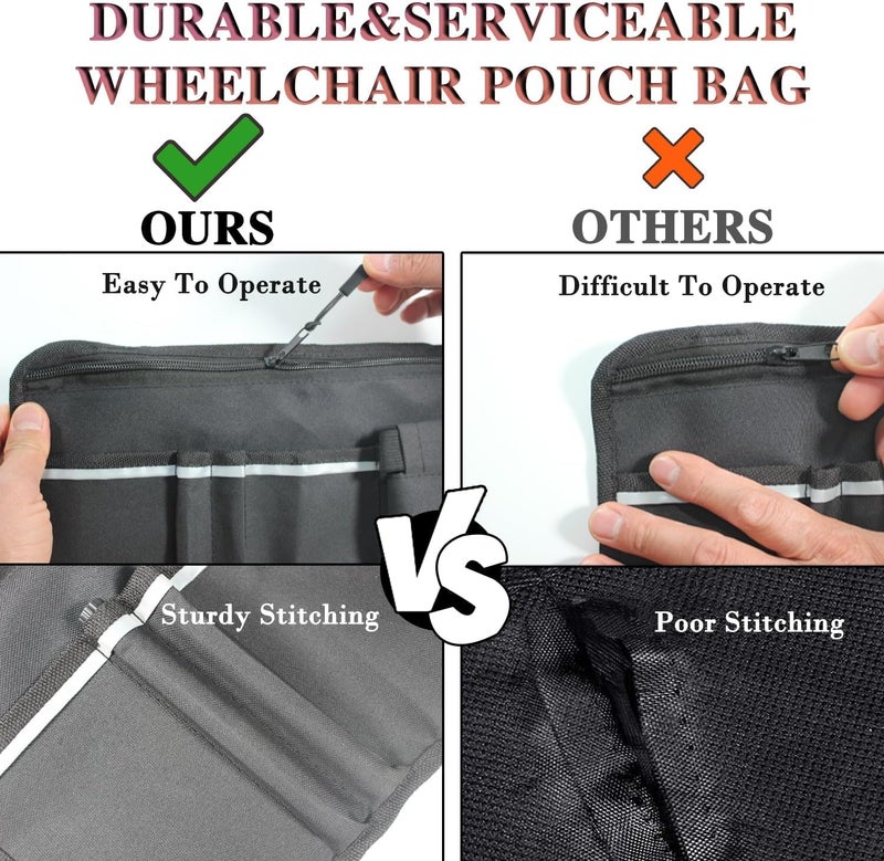 TONINT Wheelchair Pouch Side Pocket,Wheel Chair Cup Holder,Electric Wheelchair Accessories,Wheelchair Side Bag with Cup Holder,Bag For Wheelchair,Wheelchair Armrest Pouch Accessories - Image 4